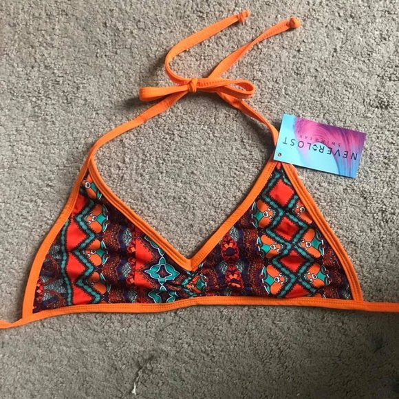 Orange Tribal Patterned Bikini Top - Picture 2 of 2